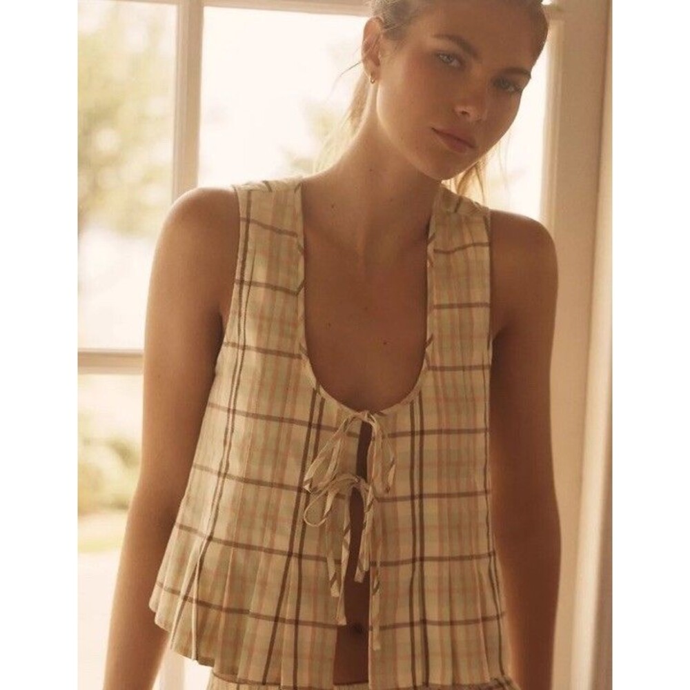 Anthropologie LyreBird Pintuck Flannel Vest Size Large NEW Comfy Summer